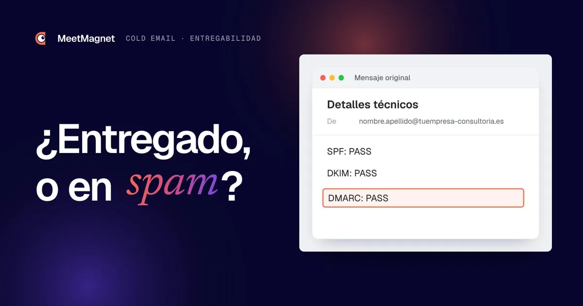 Ejemplo de los detalles técnicos de un email recibido: SPF, DKIM y DMARC en PASS, la línea DMARC resaltada