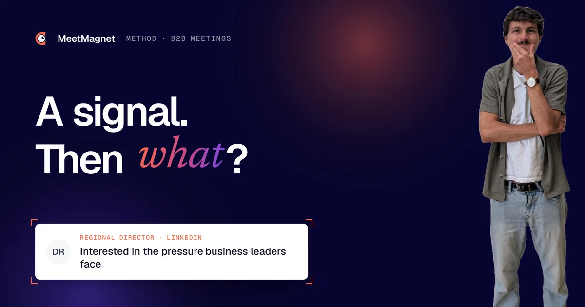 Etienne Douillard, founder of MeetMagnet, wonders what to do with a LinkedIn buying signal to book a B2B sales meeting