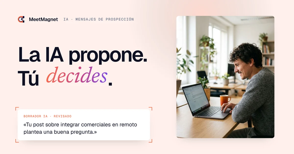 Etienne Douillard, fundador de MeetMagnet, revisa en su ordenador un mensaje de prospección preparado por la IA