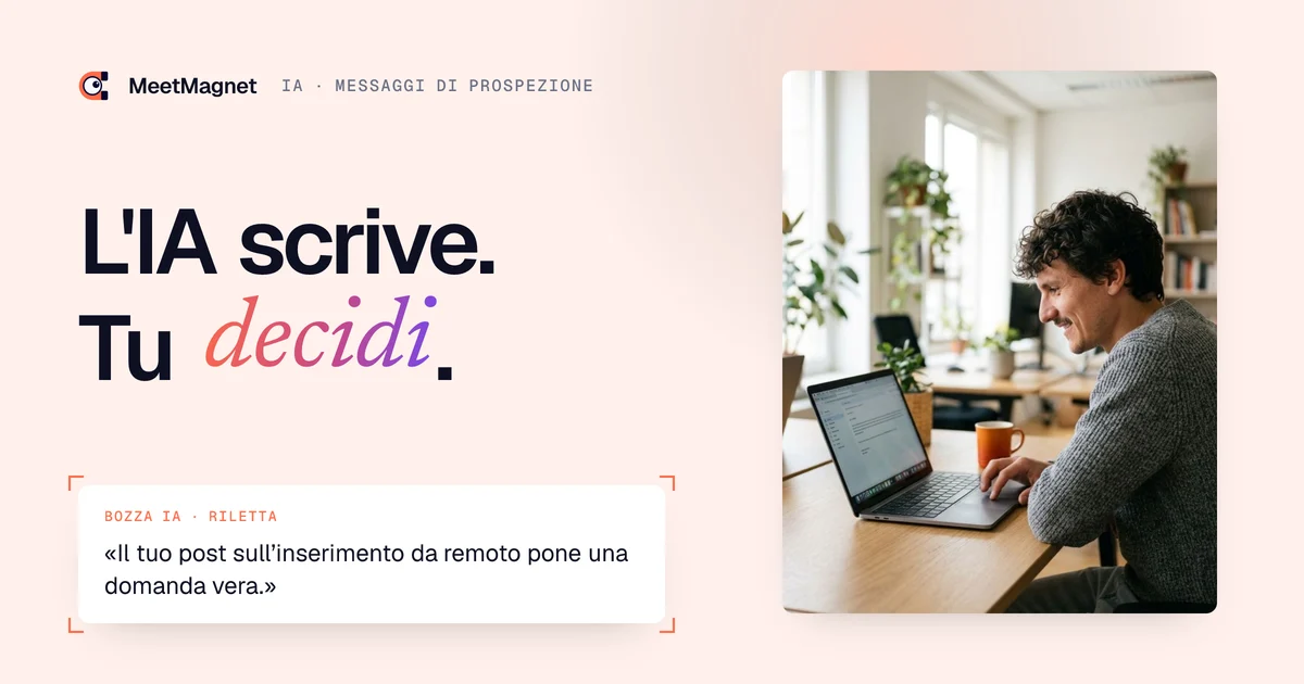 Etienne Douillard, fondatore di MeetMagnet, rilegge al computer un messaggio di prospezione preparato dall'IA