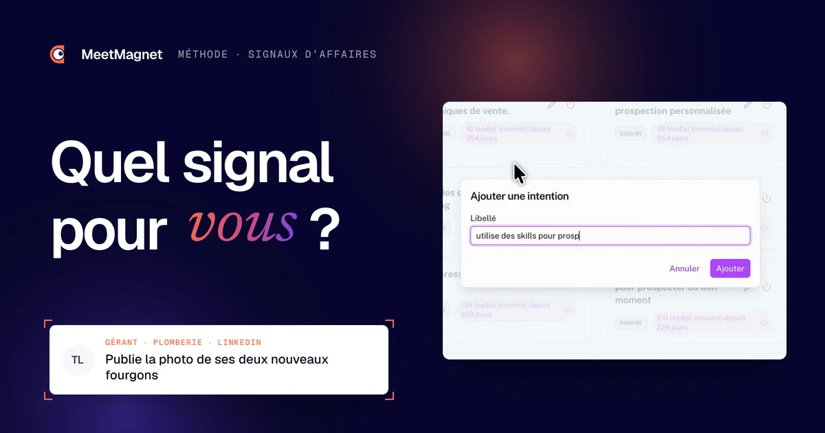 Capture de l’app MeetMagnet : ajouter un signal d’affaires à suivre