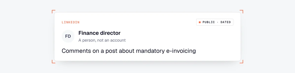 Example of a LinkedIn buying signal: a finance director comments on a post about mandatory e-invoicing