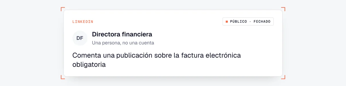 Ejemplo de señal de compra en LinkedIn: una directora financiera comenta una publicación sobre la factura electrónica