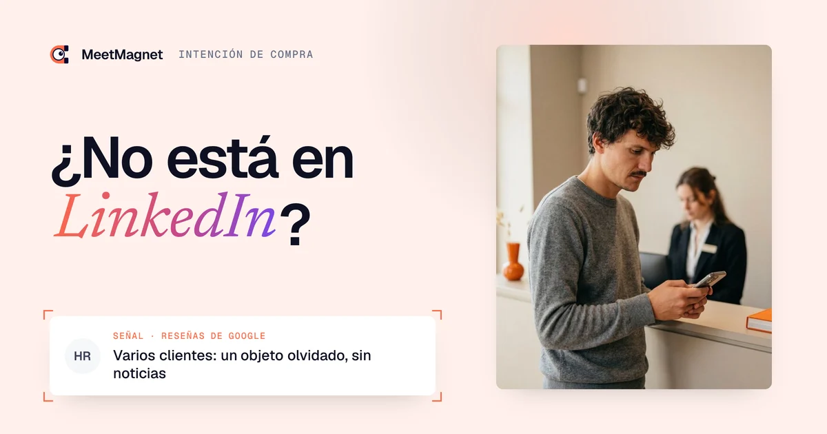 Etienne Douillard, fundador de MeetMagnet, ante su ordenador, con una intención de compra B2B detectada en reseñas de Google