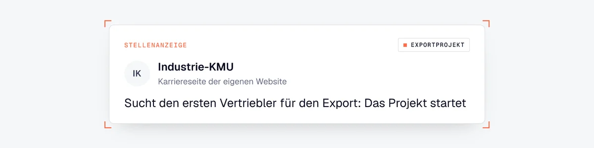 Beispiel für ein Kaufsignal außerhalb von LinkedIn: Eine Stellenanzeige auf der Karriereseite verrät ein Exportprojekt