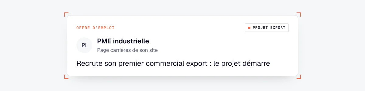 Exemple de signal d'achat hors LinkedIn : une offre d'emploi sur la page carrières annonce un projet export