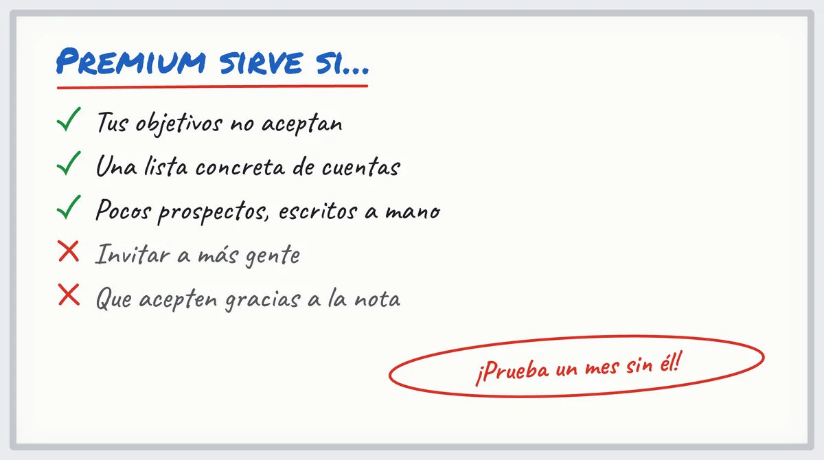 Checklist a rotulador: cuándo merece la pena LinkedIn Premium para prospectar y cuándo no sirve