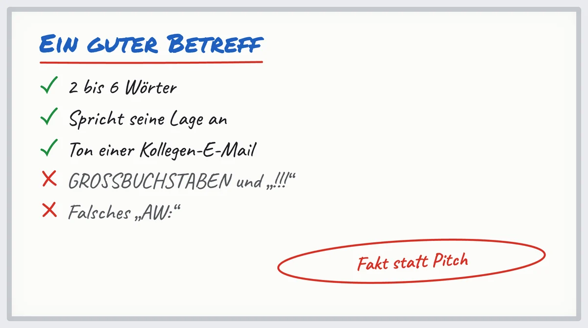 Whiteboard: die Kriterien eines guten Betreffs für Akquise-E-Mails und die Fehler, die Sie vermeiden sollten