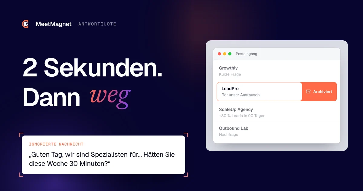 Posteingang: eine Akquise-Nachricht mit einer Geste archiviert