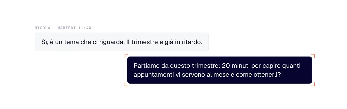 Prospezione per agenzie: il titolare risponde che il trimestre è in ritardo, l'agenzia propone 20 minuti