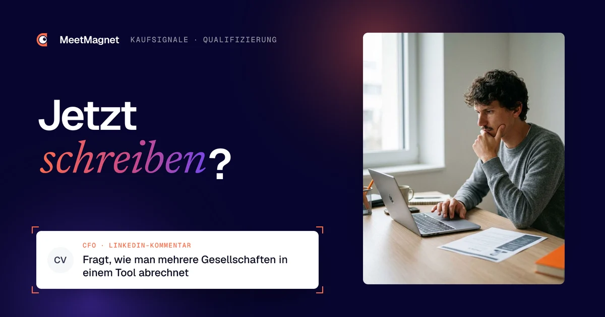 Etienne Douillard, Gründer von MeetMagnet, überlegt, ob ein Kaufsignal auf LinkedIn eine Nachricht wert ist
