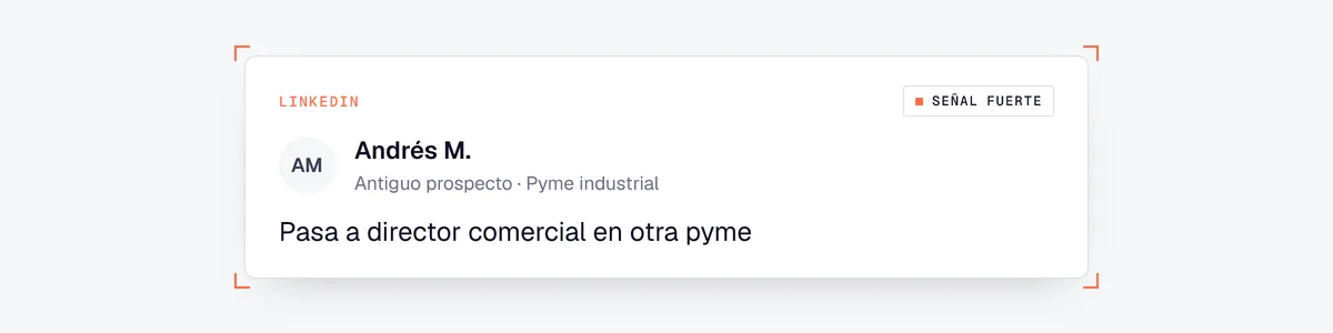 Ejemplo de señal en un antiguo prospecto: se incorpora a otra pyme industrial como director comercial