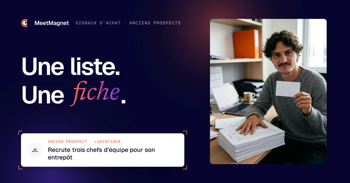Etienne Douillard, fondateur de MeetMagnet, tire une seule fiche d'une pile : réactiver les anciens prospects qui ont un signal