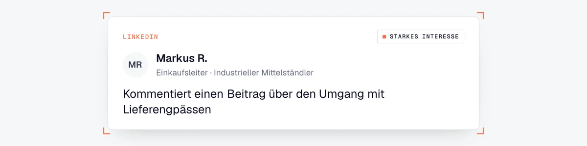 Beispiel für ein Business-Signal auf LinkedIn: ein Einkaufsleiter kommentiert einen Beitrag über Lieferengpässe