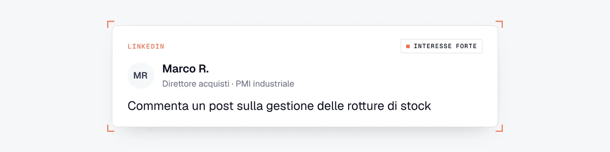 Esempio di segnale di business su LinkedIn: un direttore acquisti commenta un post sulle rotture di stock