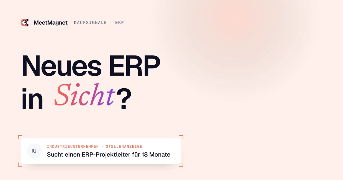 Neues ERP in Sicht? · Sucht einen ERP-Projektleiter für 18 Monate