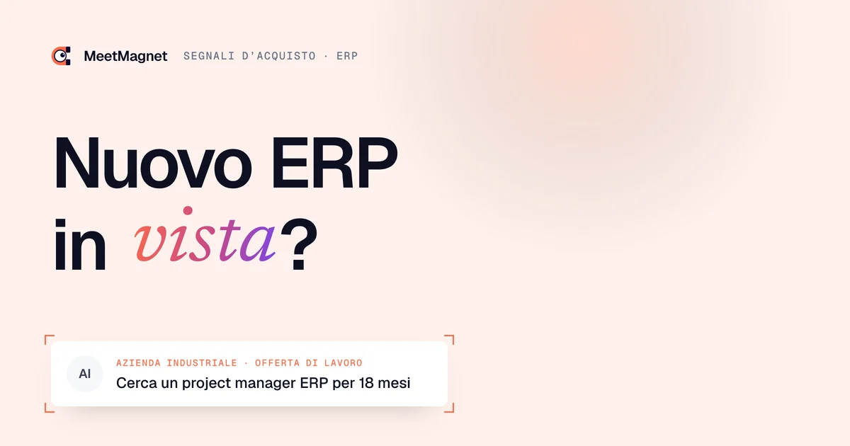 Nuovo ERP in vista? · Cerca un project manager ERP per 18 mesi