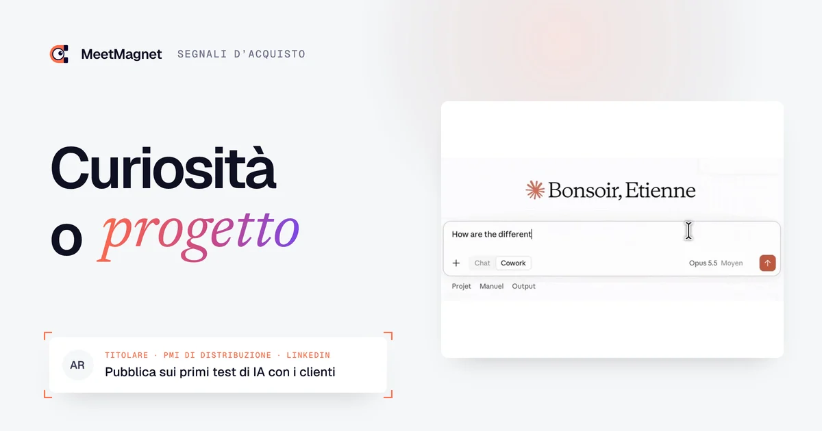 Screenshot di un assistente IA (Claude) pronto a ricevere una richiesta
