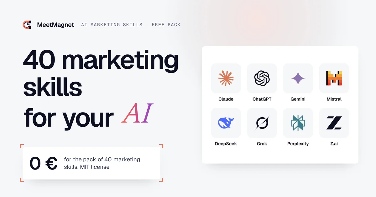 AI marketing skills: 40 free skills for Claude, ChatGPT, Gemini, Mistral and other AI assistants