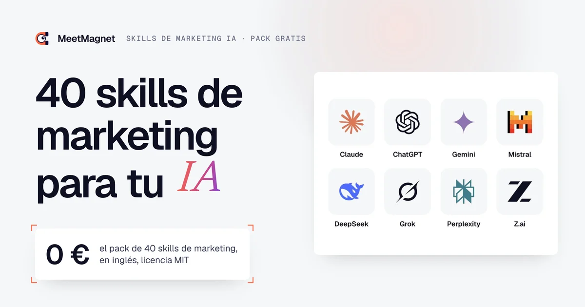 Skills de marketing con IA: 40 skills gratis para Claude, ChatGPT, Gemini, Mistral y otros asistentes de IA