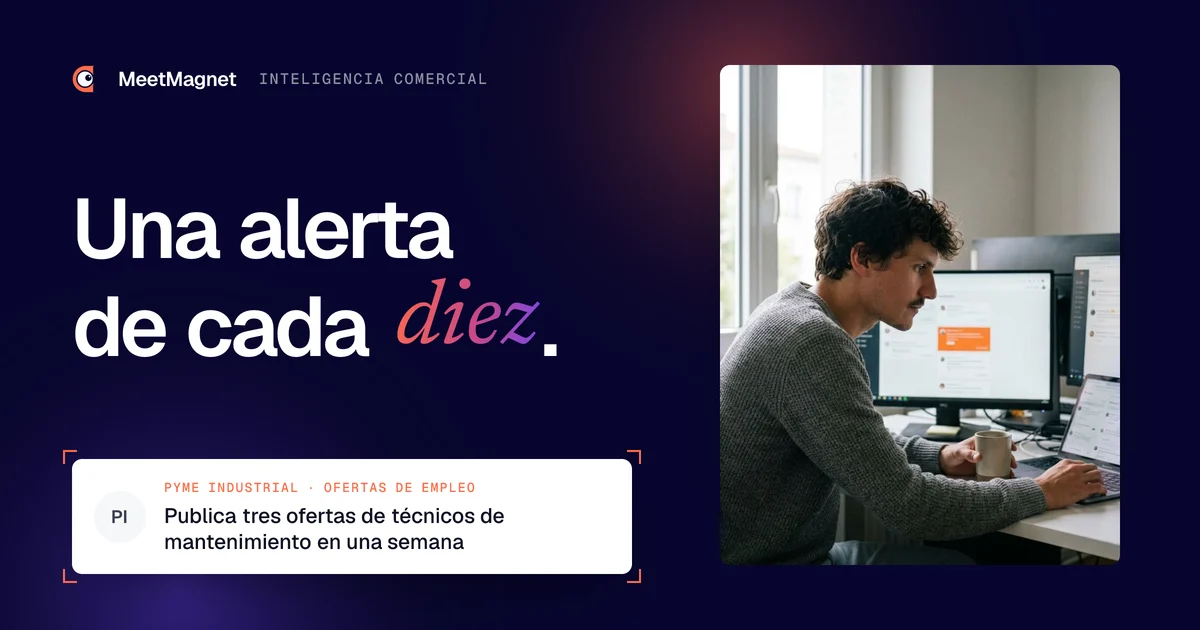 Etienne Douillard, fundador de MeetMagnet, ante su ordenador: en inteligencia comercial, una alerta de cada diez merece un mensaje